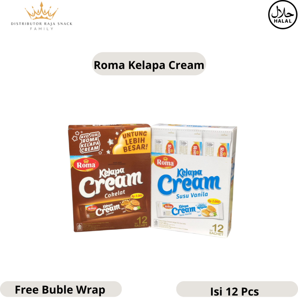 

Roma Kelapa Cream 1 Box Isi 12pcs @40g