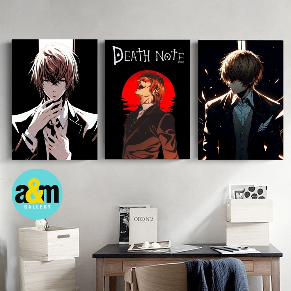 A&M Poster Kayu Light Yagami Death Note Hiasan Dinding Anime