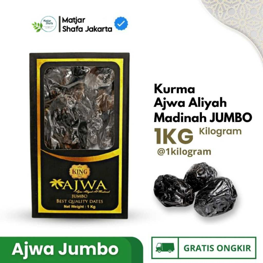 

King Dates - Kurma Ajwa Aliyah Jumbo Syifa 1kg / 500gr Kurma Nabi Ajwa Madinah Premium