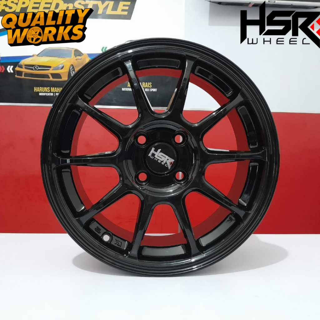 Velg Racing R15 Inch Lubang 4 pcd 4x100 Hitam Glossy Hsr Zero Ring 15 Pnp Sigra, Spresso, Brio