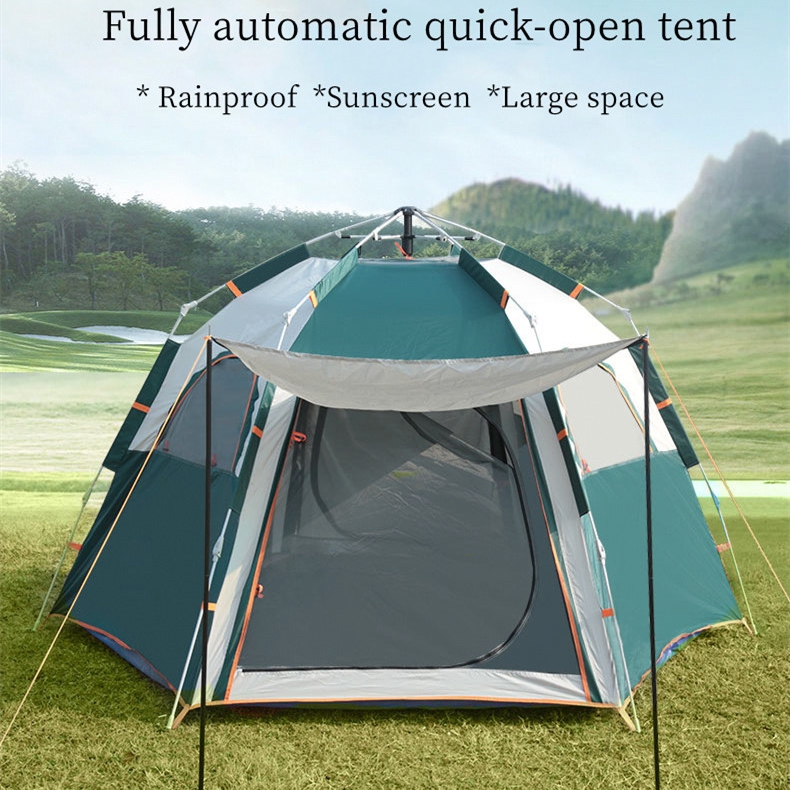 tenda otomatis Tenda Camping Hexagonal Windproof Outdoor 5-8 Orang