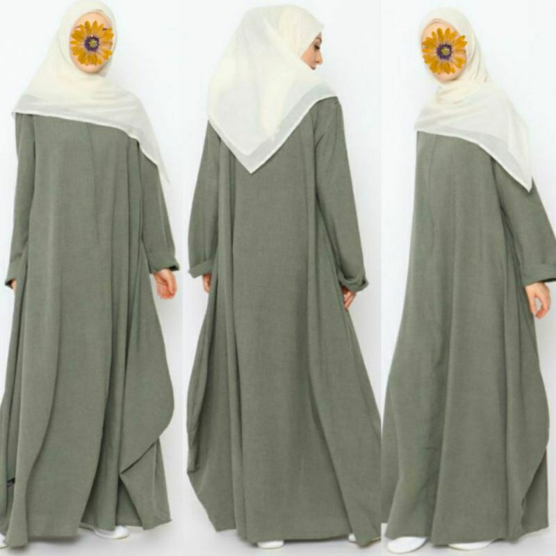 Secha Dress Katun Flowy Gamis Muslimah