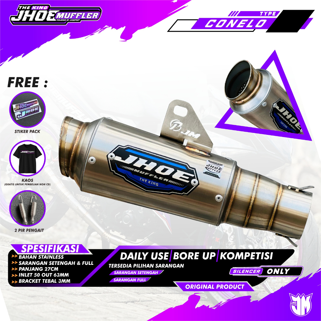 Silencer Knalpot racing Original Jhoe Muffler Type Conelo