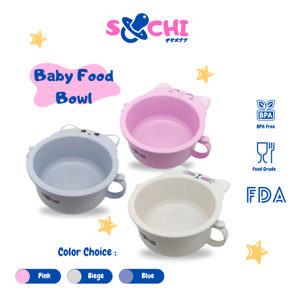SOCHI Mangkok Makan Bayi | Mangkok MPASI Bayi Karakter Kucing | Perlengkapan Makan Bayi