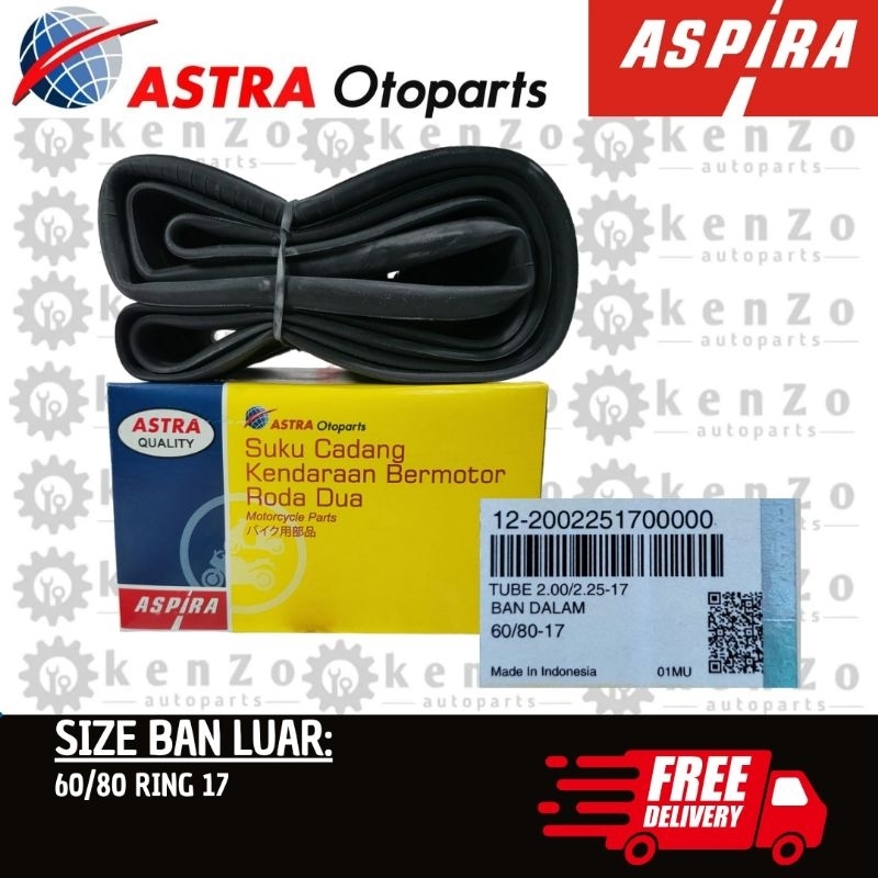 [Produk Astra Otoparts] Ban Dalam Aspira 200/225 Ring 17 Untuk Ban Luar Ukuran 60/80-17 Ban Racing V