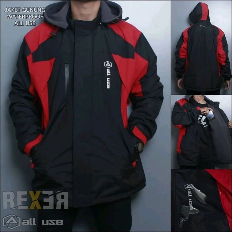 JAKET WATERPROOF WINDPROOF GUNUNG ALL USE ORIGINAL JAKET ALL USE JAKET GUNUNG ALL USE HITAM MIX MERA