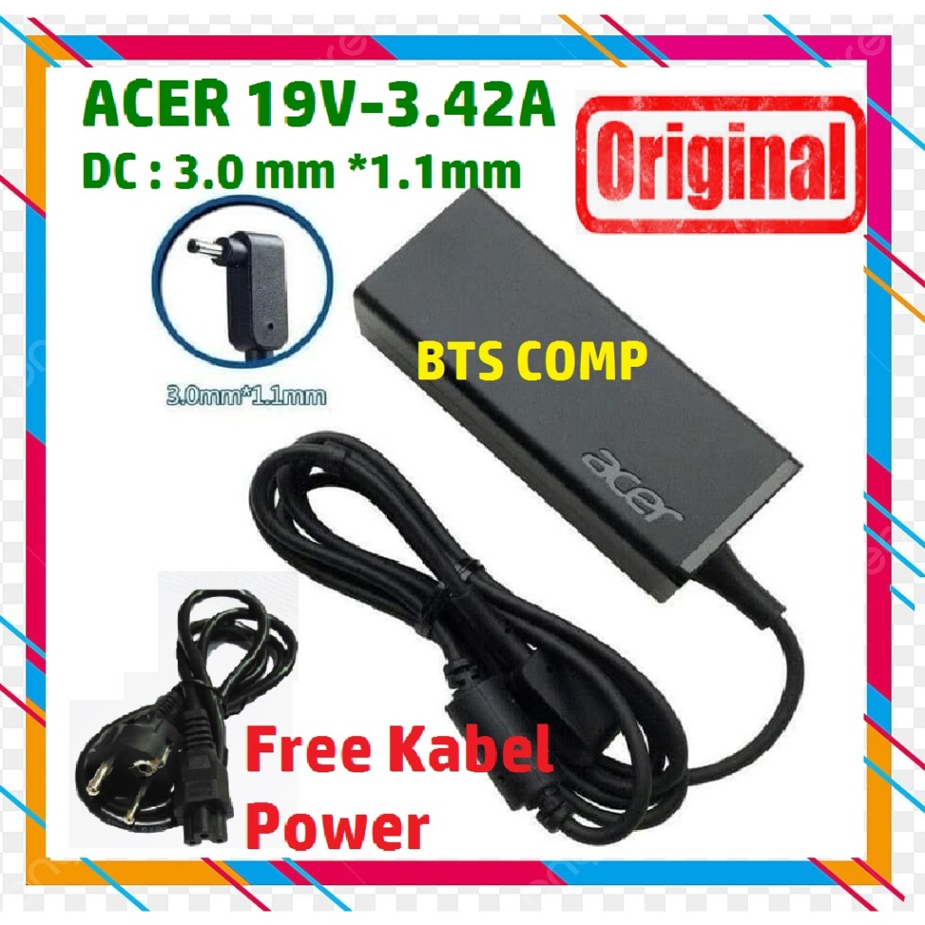 Adaptor Charger Laptop Acer Aspire 5 Slim A514-54G A515-45-R65M 19V-3.42A 65W DC3.0x1.1 JACK KECIL