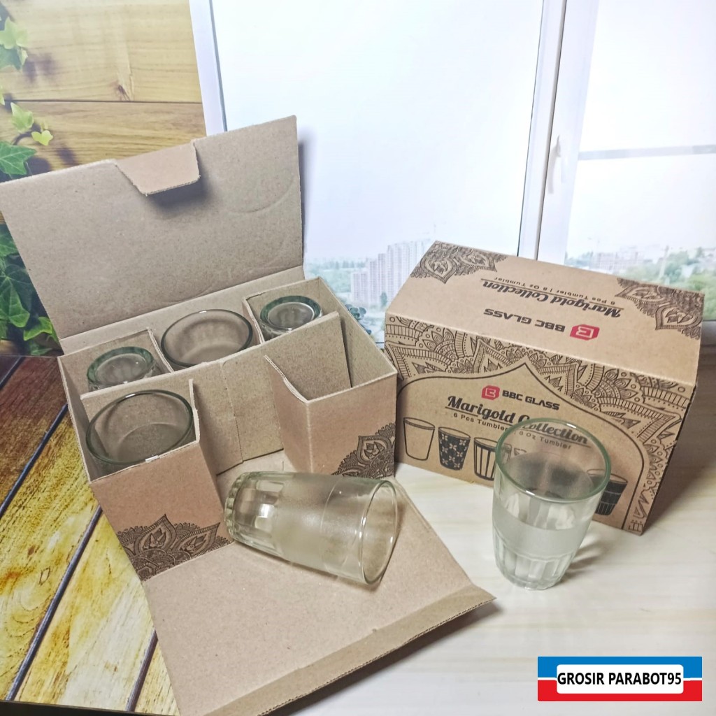 (1/2 lusin)Gelas BBC. Gelas Kopi Beling Kaca Bening Polos HS 9 isi 6