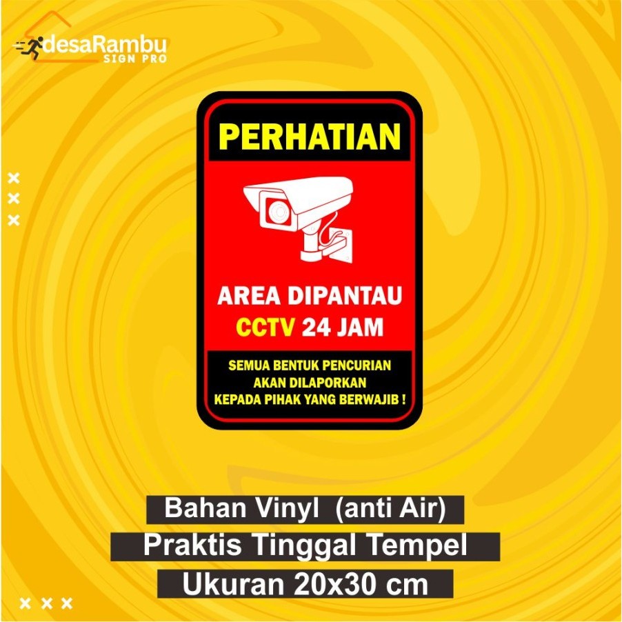 

Stiker CCTV 24 Jam Sign Keamanan Ukuran 20 cm x 30 cm Sticker Anti Air Cocok Indor Outdor