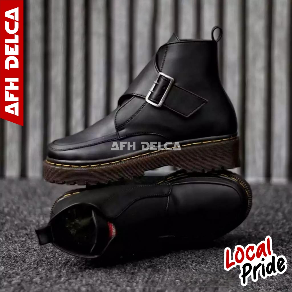 DELCA - Sepatu Pantofel Formal Docmart Wanita Hitam Hak Tinggi