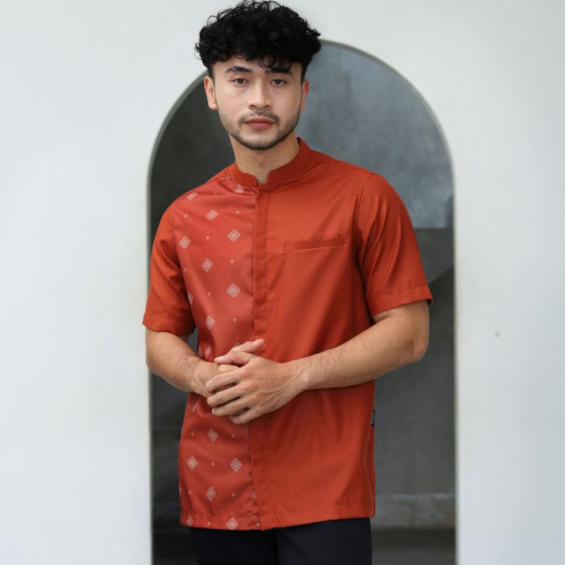 KEMEJA KOKO SAVIQ batik setengah BAJU KOKO TANGAN PENDEK