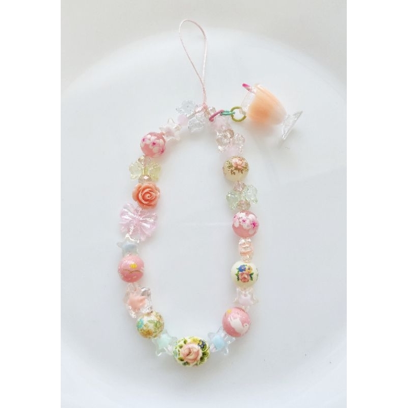 phonestrap charm japanese tensha beads pastel