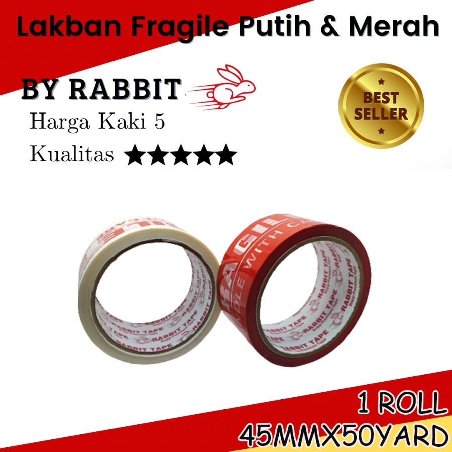 

Lakban Fragile Rabbit Tape 45mm x 50 yard / Kualitas Ok
