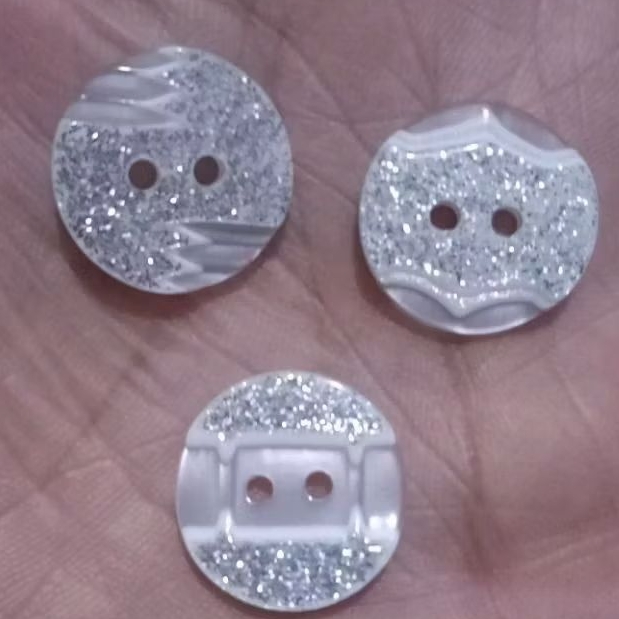 144 biji Kancing Baju Gliter Putih 18mm (1,8 cm) / kancing fashion Gamis