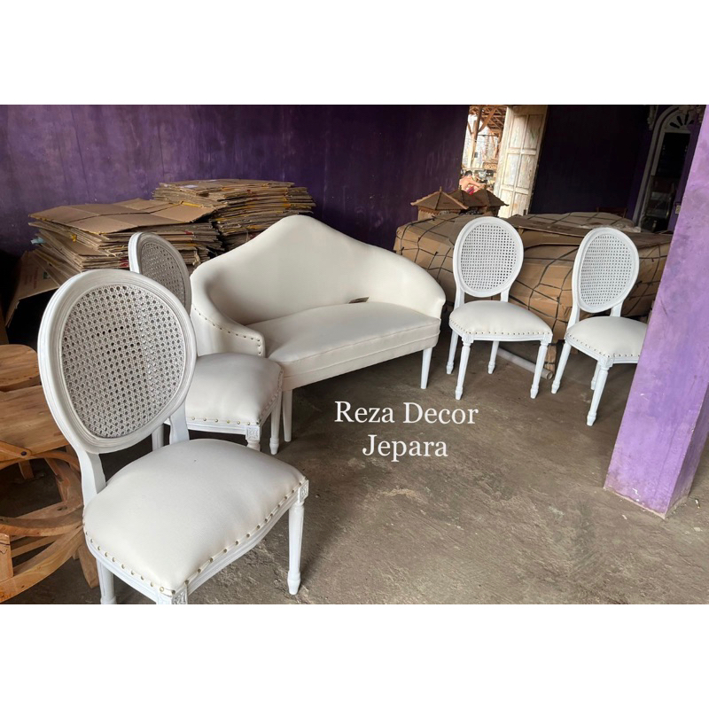 set sofa pengantin patrik & rotan / set sofa pelaminan patrik rotan / sofa pengantin / sofa pelamina