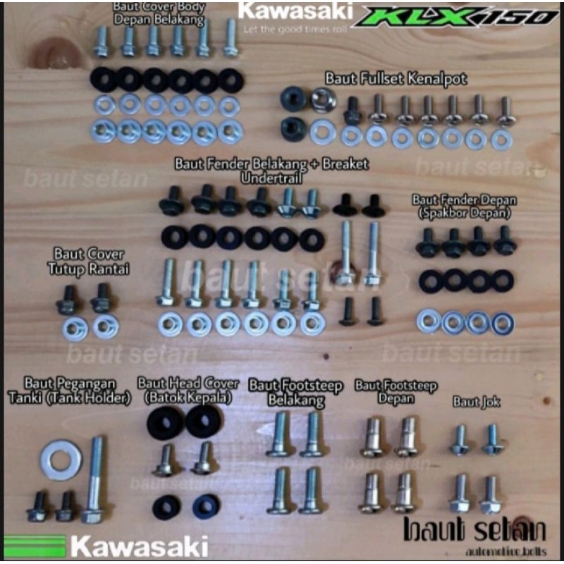 Baut fullset body KLX 150 L Baut lengkap full body KLX 150