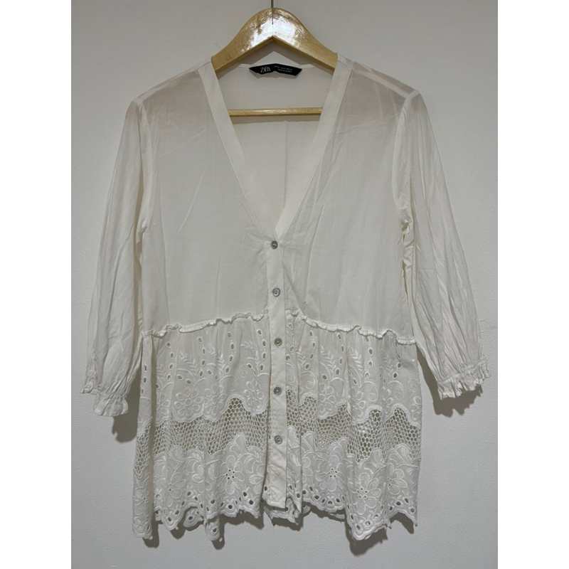 ZARA Original - White blouse/tunic/cardigan [Preloved]