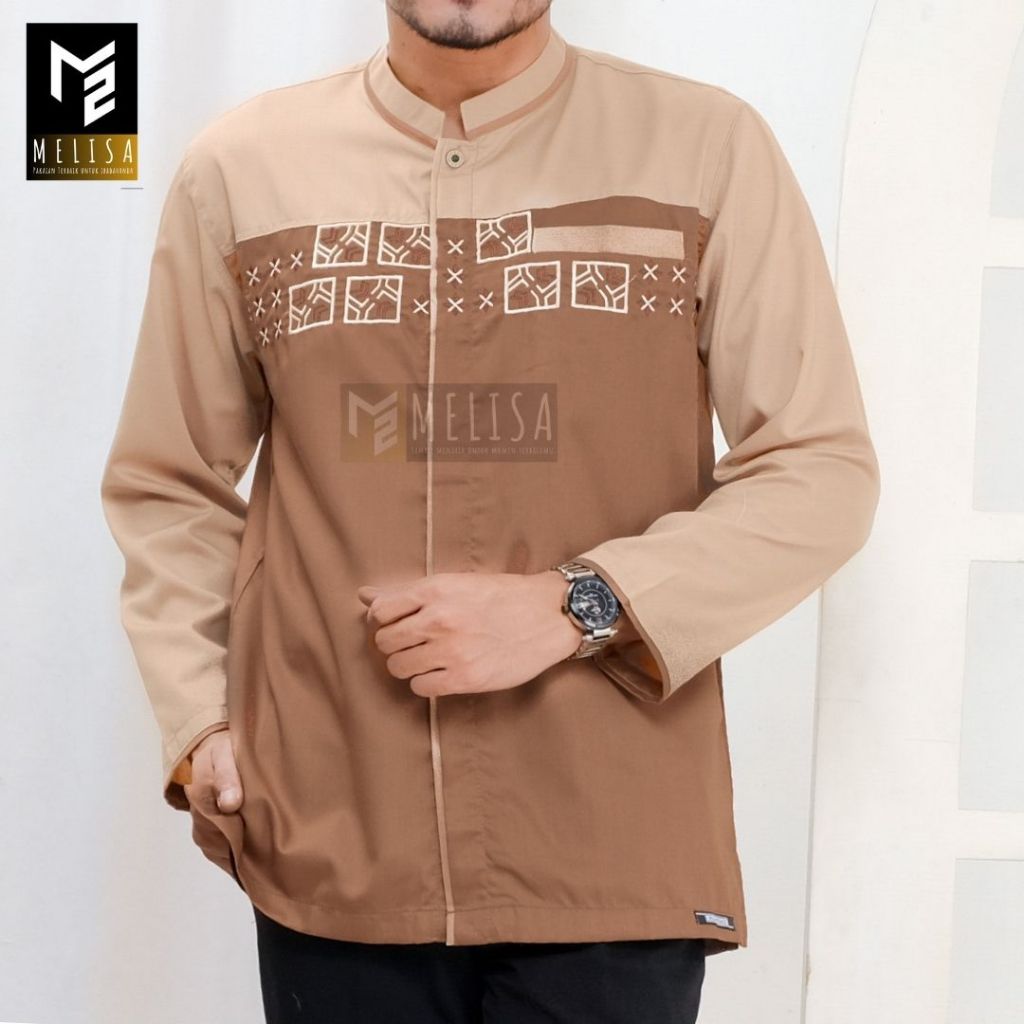 Baju Koko Pria Dewasa Katun Toyobo Bordir Lengan Panjang Baju Muslim Remaja Laki Laki Ukuran M L XL 