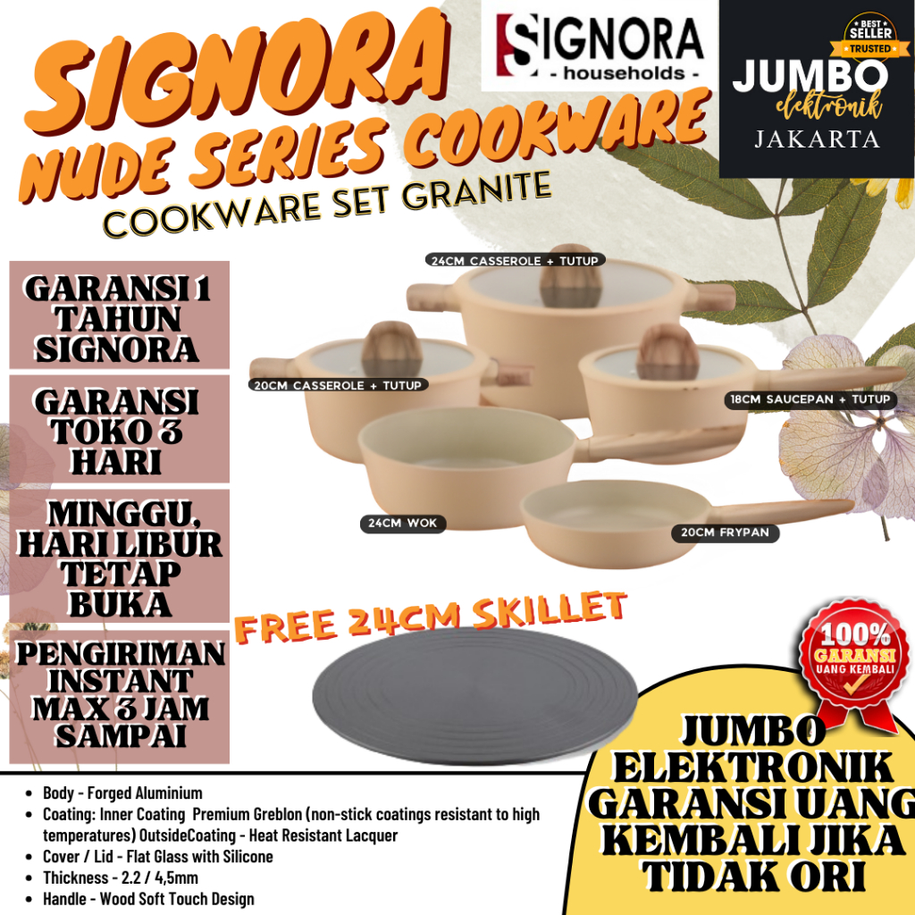 Signora Nude Series Cookware Panci Set 8 Alat Masak Frypan Casserole Signora Household Cookware Set 