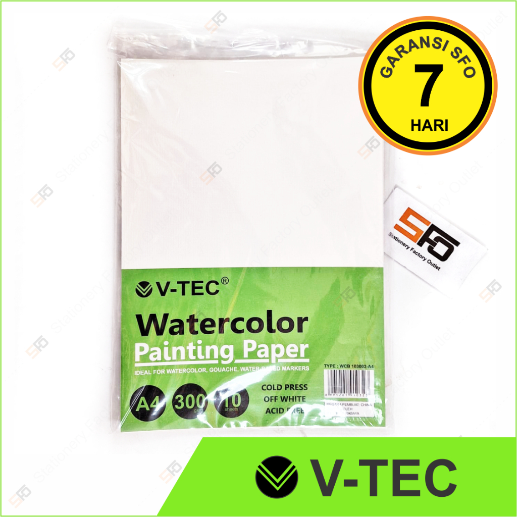 

Kertas Gambar Cat Air A4 V-Tec 300gsm - Watercolor Painting Paper 103002-A4 - SFO Semarang Official