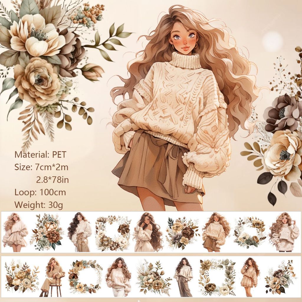 

(Kiricart) Sticker Dreamy Girls PET tape DIY Journal Scrapbook