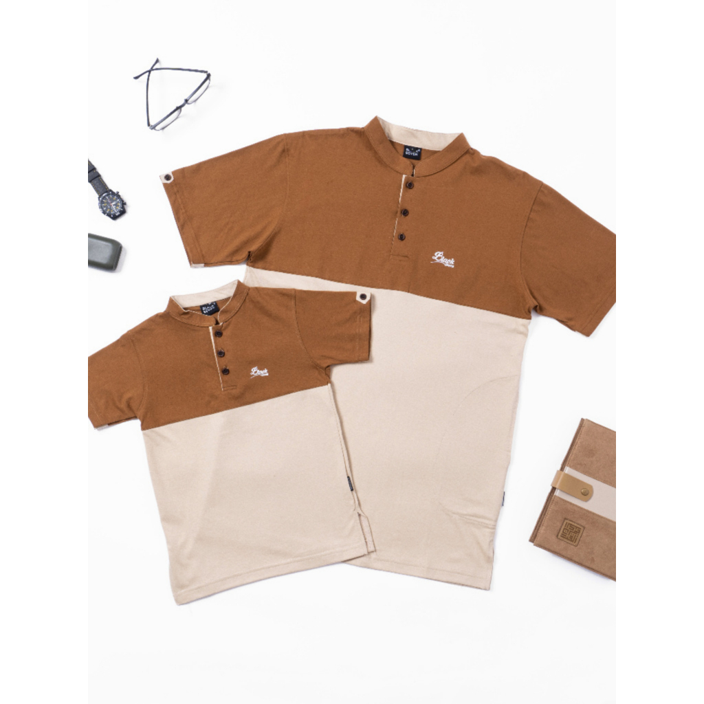 Kurta Kaos Couple | Koko Kurta Anak & Ayah Coklat Cream