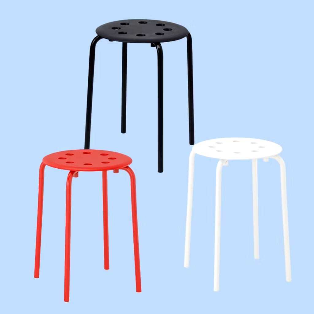 Marius Bangku , Kursi Baso Hitam, Putih, Merah 45 Cm 100% Original IKEA / kursi minimalis / kursi ru