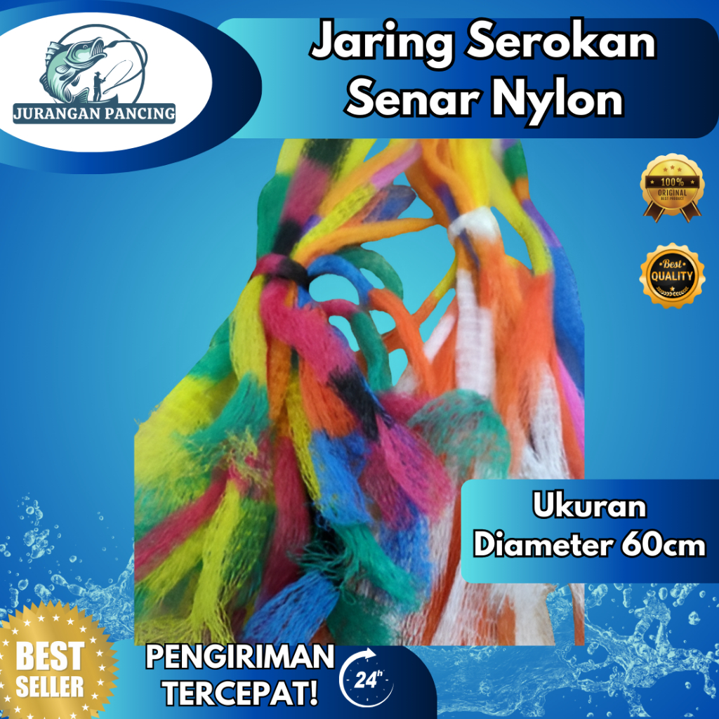 JARING SEROKAN SENAR / Jaring Serokan  Diameter 60cm Bahan Nilon Kuat Saringan Ikan Menangkap Ikan