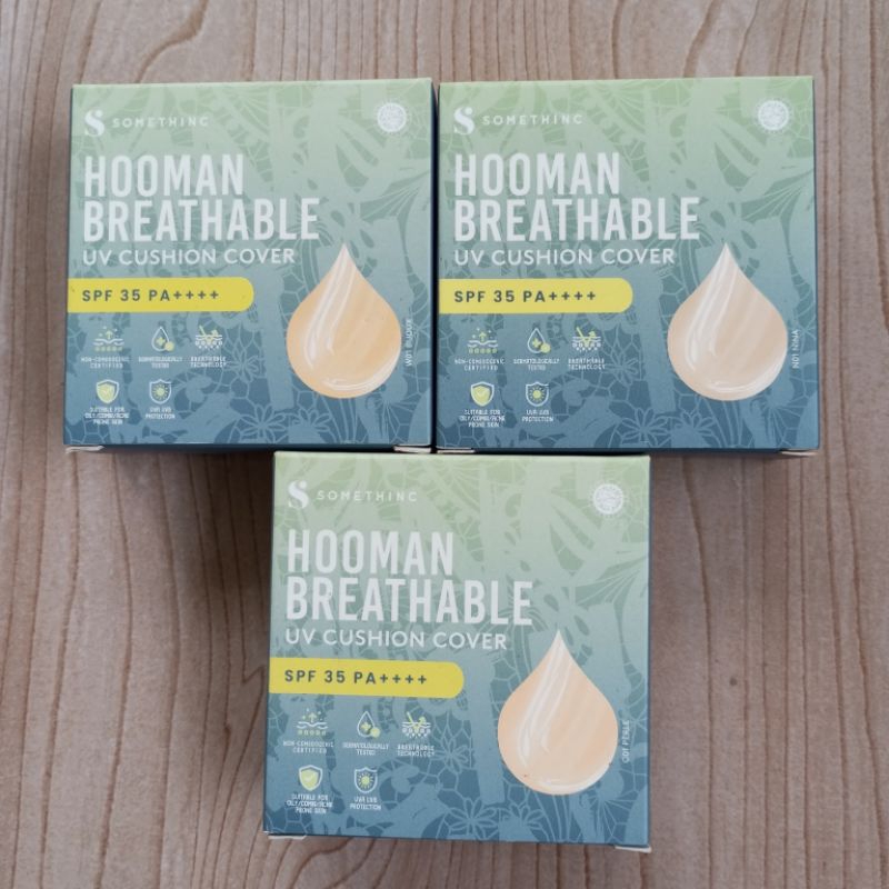 Somethinc Hooman Breathable UV Cushion Cover SPF 35 PA++++ 15gr Shade C01 Perle N01 Nina W01 Bijoux 