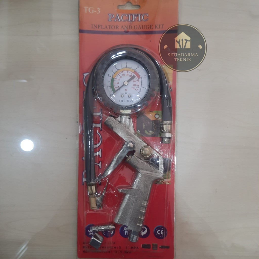 TIRE GAUGE PACIFIC TG-3 +SELANG LIPPRO // PENGISI ANGIN BAN PACIFIC +SELANG LIPPRO