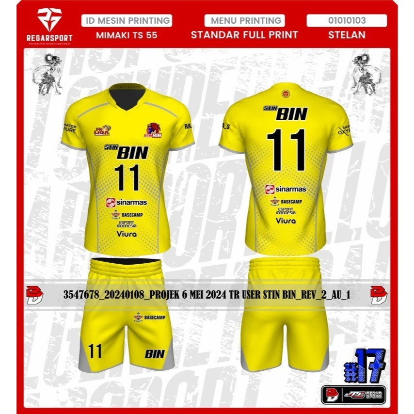 Jersey Regarsport Baju Voli Pria STIN BIN Proliga Volly 2024 Full Printing Bebas Request