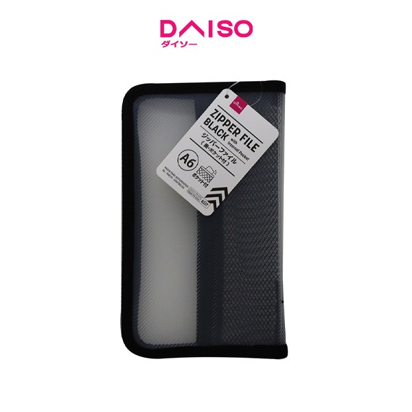 

Daiso A6 Zipper file Black with internal pocket
