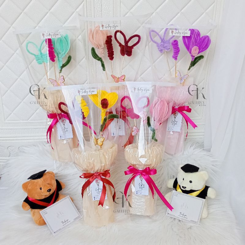 Mini Bouquet | Buket Pipe Cleaner | Buket Tulip | Buket Artificial | Buket Wisuda | Buket Kota Malan