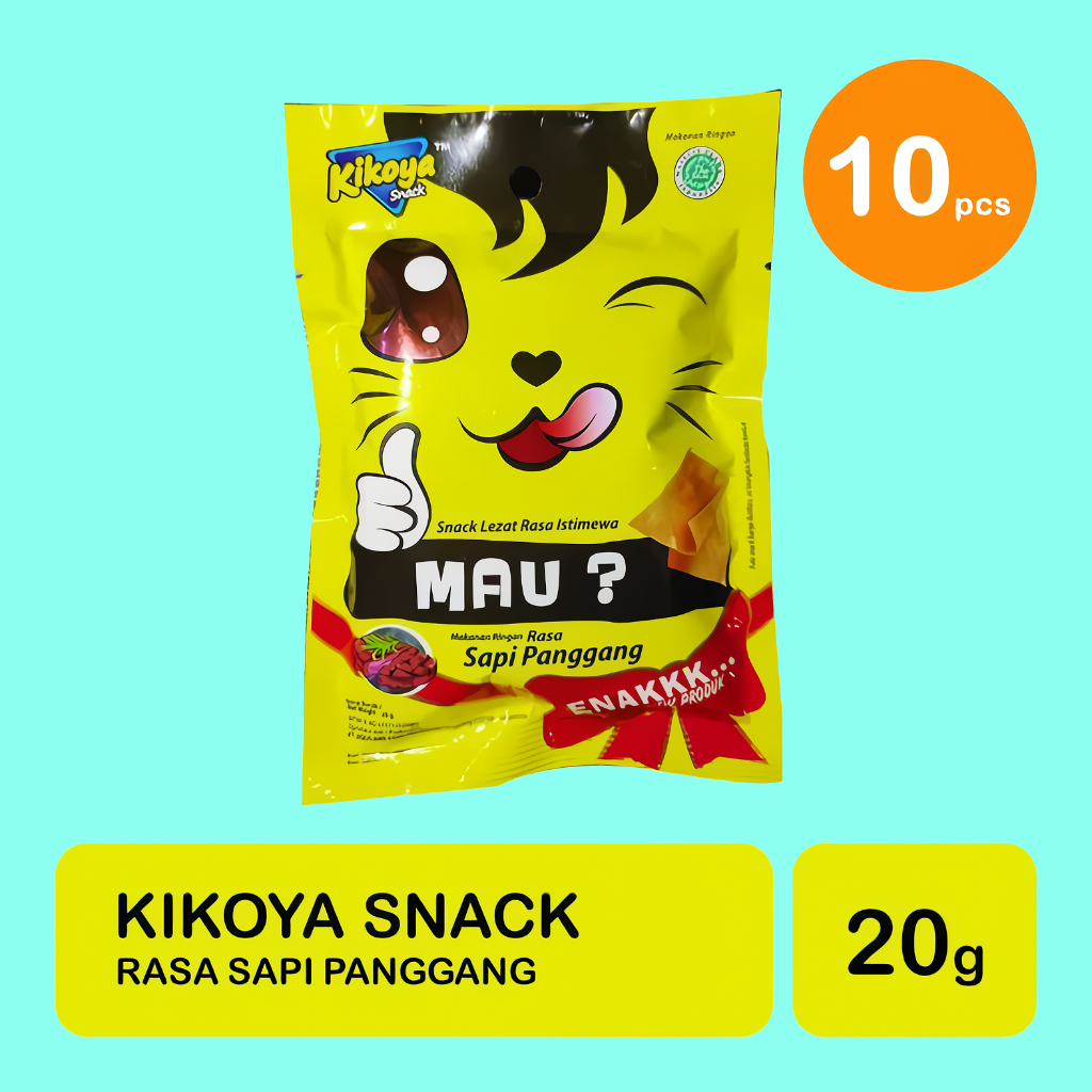 

KIKOYA SNACK CEMILAN MAKANAN RINGAN SAPI PANGGANG PER PACK ISI 10 BUNGKUS 20 GRAM FANTASIA