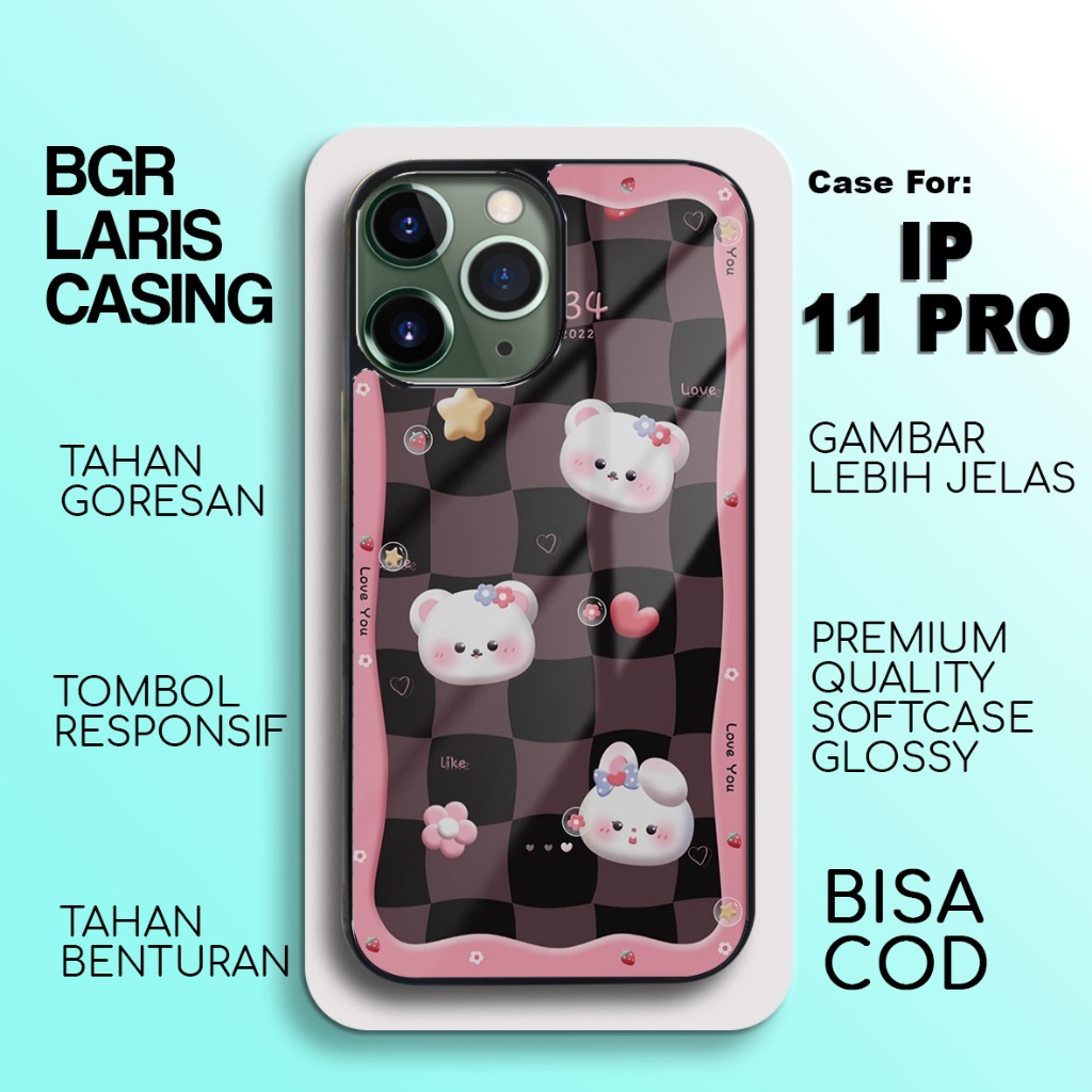 Case IP 11 Pro Terbaru - IP 11 Pro Motif Cute08 - Hardcase Premium Glossy - Softcase Hp IP - Casing 
