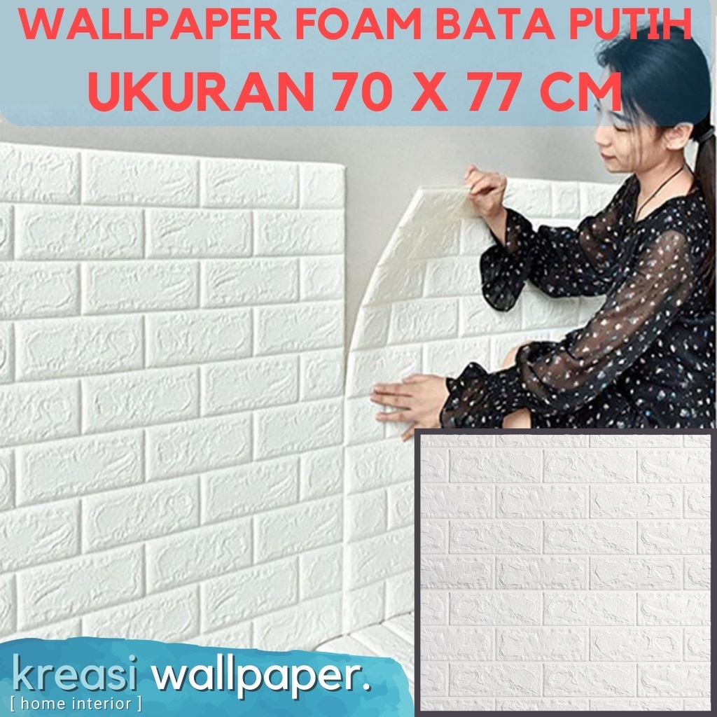 Murah/Wallpaper Dinding 3D Foam Bata Putih Sticker Premium TERMURAH/ Walpaper Brick Stiker