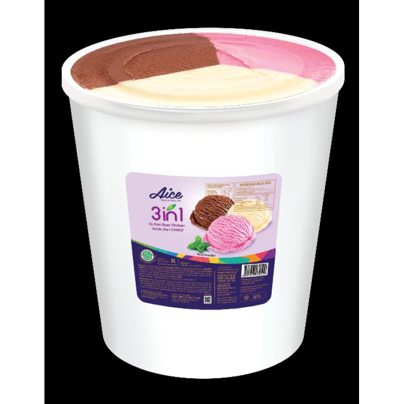 

ES KRIM AICE 8LITER 3IN1 (COKLAT STRAWBERRY VANILA)