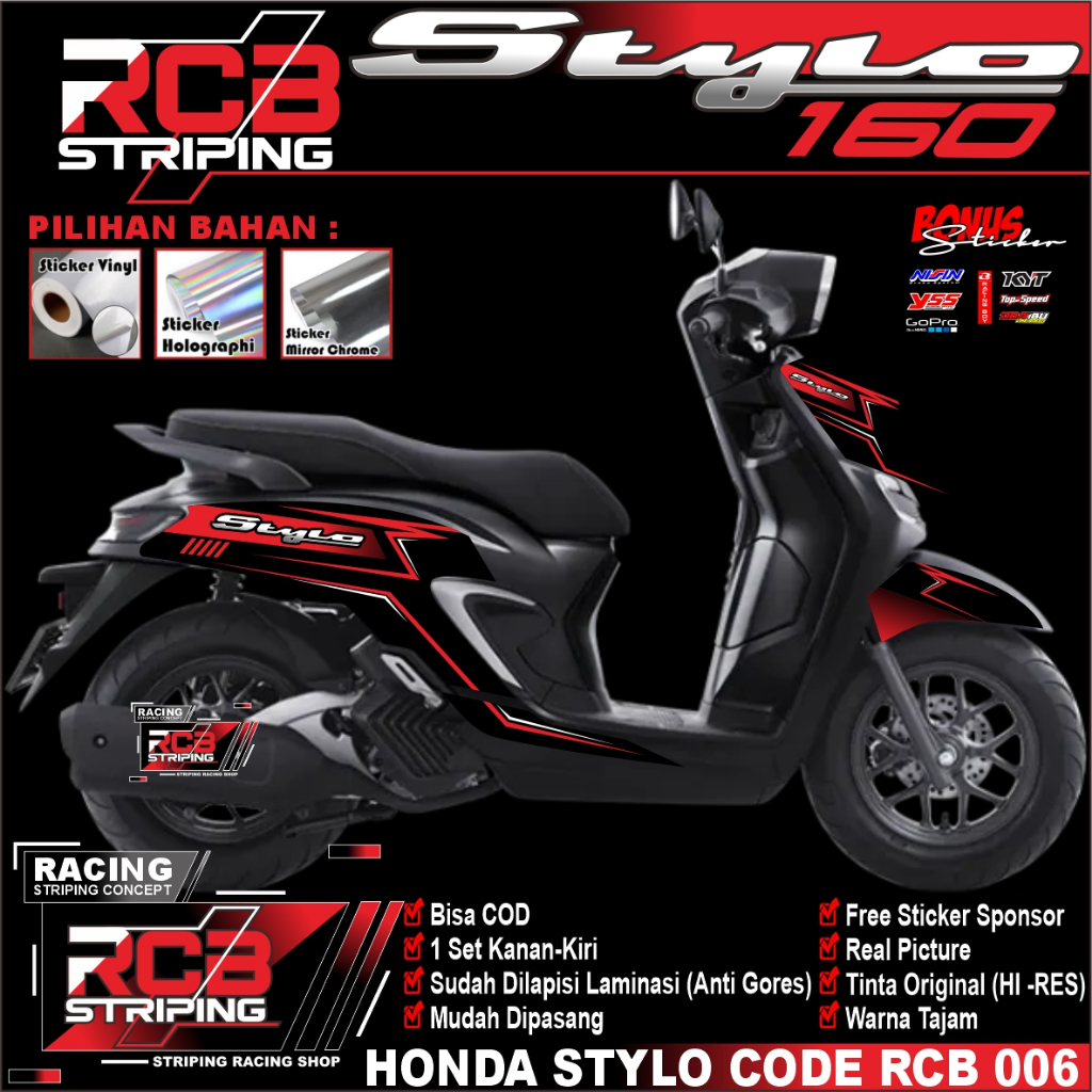 STRIPING HONDA STYLO 160 NEW STIKER STRIPING MOTOR KEREN LIS VARIASI NEW STIKER MOTOR HONDA RCB 006