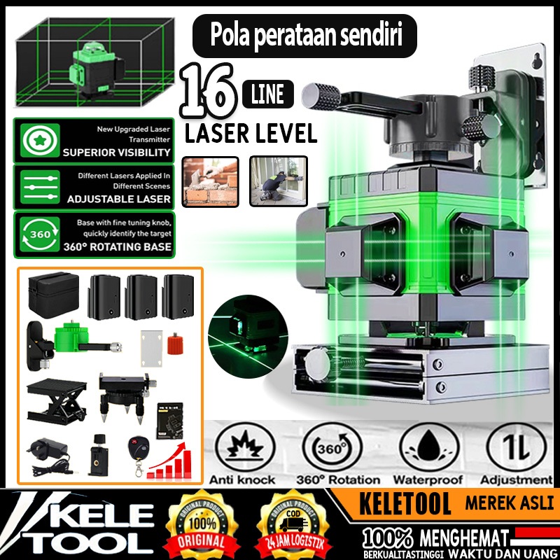 alat laser level 4d laser level 16 line laser bangunan 360 rotari laser level leveling16 lines laser