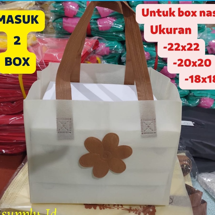 Eksklusif Tas Box Nasi 22x22 2x2 Motif Bunga  Tas Kotak Nasi 22x22 2x2  Tas Spunbond Box Kotak Nasi 