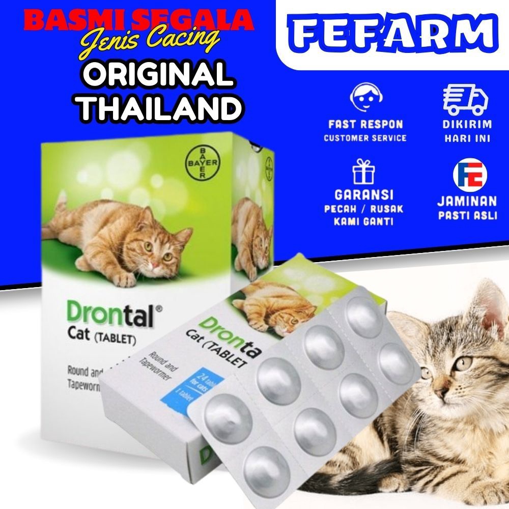 KUALITAS TERJAMIN Drontal Cat Obat Cacing Kucing DRONTAL 1 Tablet Ori Thailand Basmi Segala Jenis Ca
