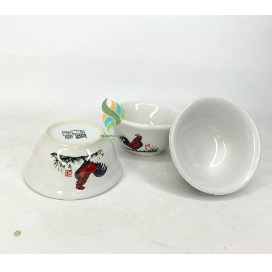 Souvenir Mangkok Keramik Kecil Mangkok Ayam Jago Mini Mangkok Sambel Two Tone Polos 72 pcs