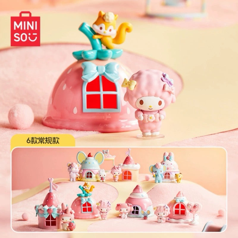 Figure miniso My melody dan my sweet Piano Friends rumah kue stroberi Original License sanrio select