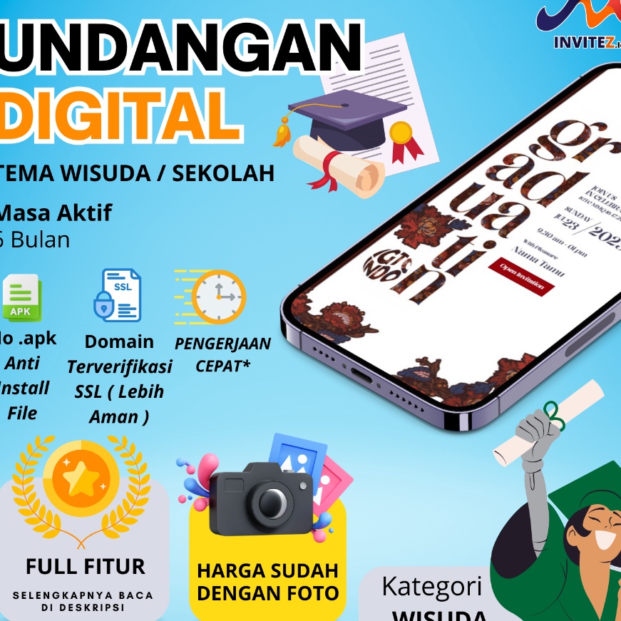 Hemat Undangan Digital Wisuda Acara Sekolah  SUDAH SAMA FOTO  Undangan Kekinian Banyak Tema