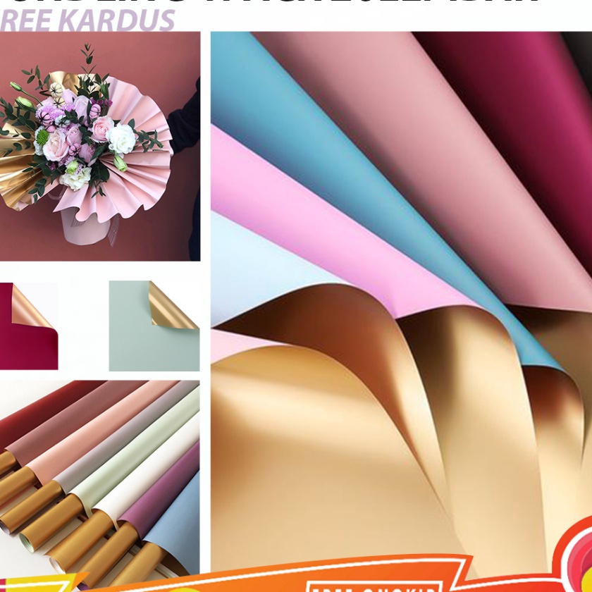 

Spesial 5 BUNDLING 1 PACK ISI 2 LEMBAR Kertas Bunga Kertas Kado Flower Wrapping Florist BI Color Gold paper Cellophane Pembungkus Bunga Flower Paper COD