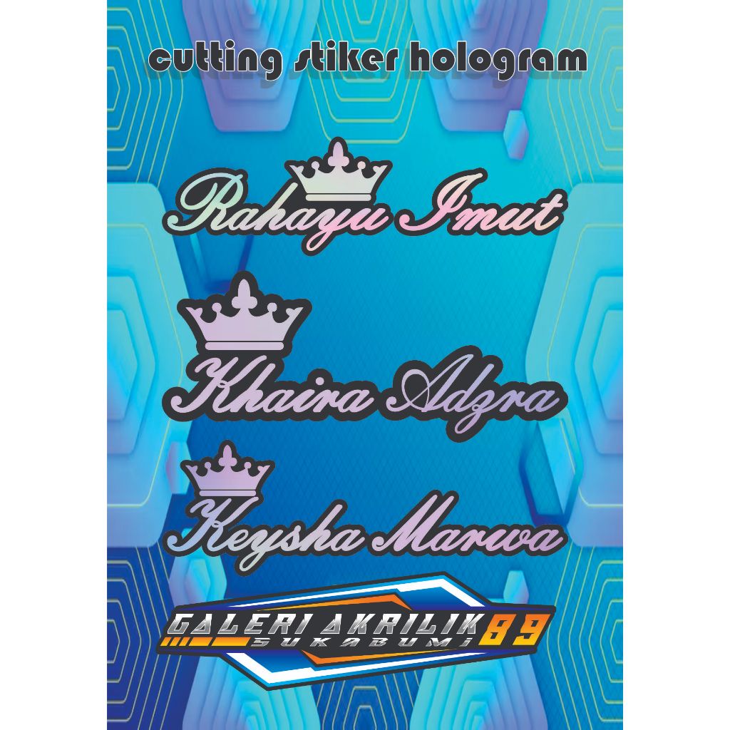 

Stiker cutting custom nama hologram