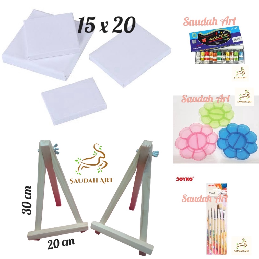 

READY STOCK Paket Lukis Lengkap kanvas 15x2kuaspaletcat aireasel