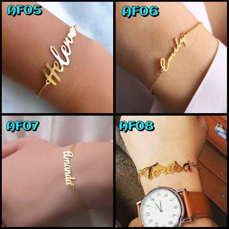 (Bisa COD) Gelang Nama Titanium Anti Karat Murah Gelang inisial Anak dan Dewasa Termurah
