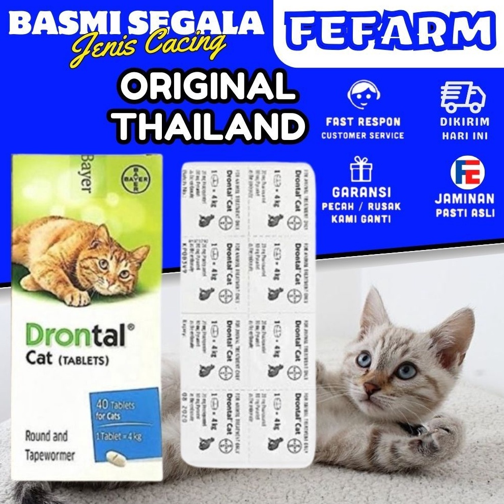 BIG SALE FASION Drontal for Cat 1 Tablet Obat Cacing Kucing Original Thailand Solusi Anabul Bebas Ca