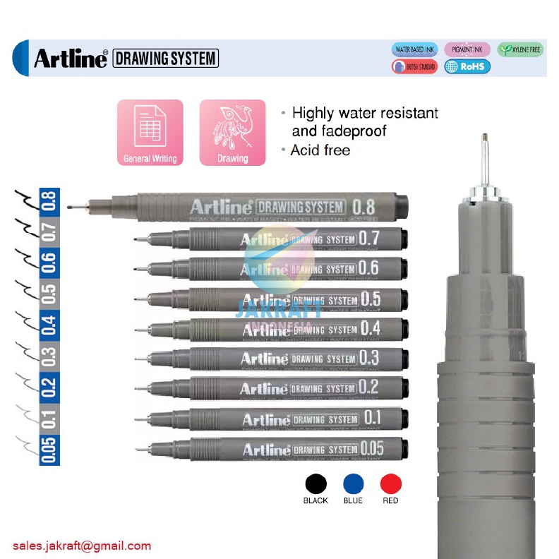 

READY STCOK 1 Pcs Drawing System Pen ARTLINE Koleksi Ukuran Warna Lengkap Highly Water Resistant Fadeproof